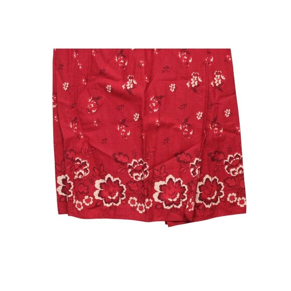 Eddie Bauer Maxi Wrap Skirt Size 8 Linen Cotton Red Floral Lightweight Boho - Picture 4 of 11